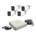 KIT TurboHD 720p / DVR 4 canales / 4 Cámaras Bala de Policarbonato / 4 Cables 18 Mts / 1 Fuente de Poder Profesional